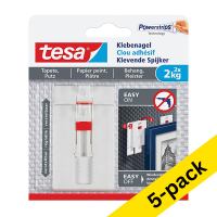 Tesa adjustable adhesive nail for sensitive surfaces, 2kg (5 x 2-pack) 203346