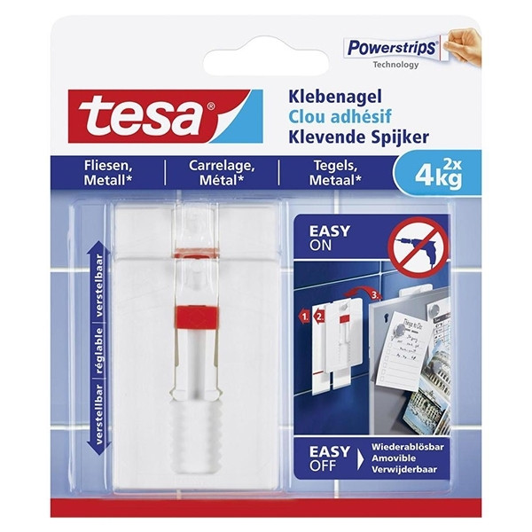 Tesa adjustable adhesive nail for tiles and metal, 4kg (2-pack) 77767-00000-00 202299 - 1