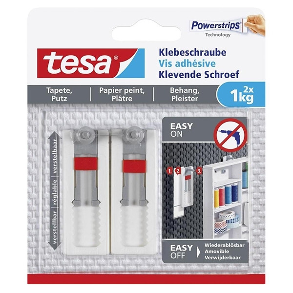 Tesa adjustable adhesive screw for sensitive surfaces, 1kg (2 screws) 202314 - 1