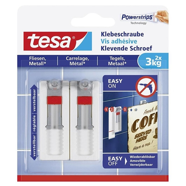 Tesa adjustable adhesive screw for tiles and metal, 3 kg (2 screws) 77765-00000-00 202315 - 1