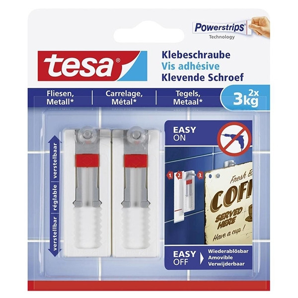 Tesa adjustable adhesive screw for tiles and metal, 3 kg (2 screws) 202315 - 1