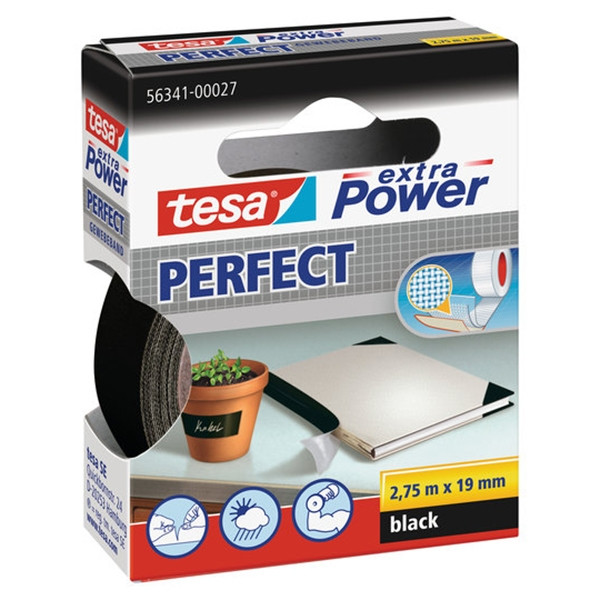 Tesa black cloth tape, 19mm x 2.75mm 56341-00027-03 202272 - 1