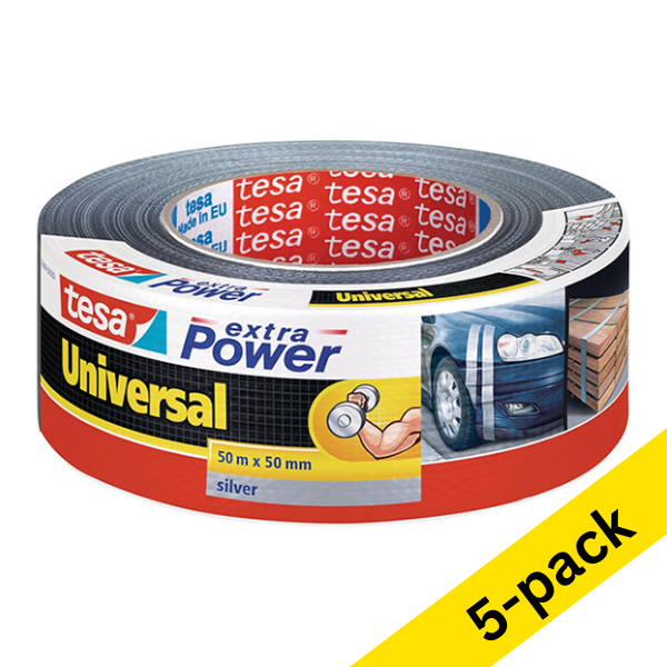 Tesa extra Power Universal grey duct tape, 50mm x 50m (5-pack) 202398 - 1