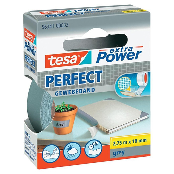 Tesa grey cloth tape, 19mm x 2.75m 56341-00033-03 202278 - 1