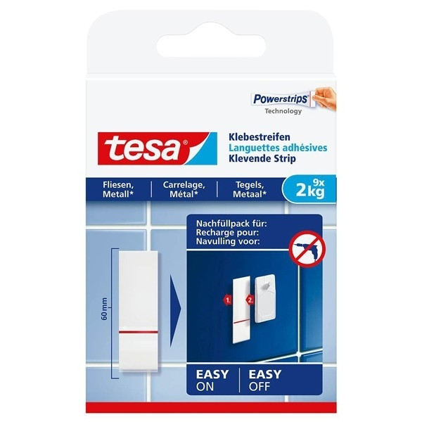 Tesa refill pack adhesive strips for tiles and metal 2kg (9-pack) 202358 - 1