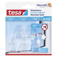 Tesa transparent self-adhesive hook, 0.2kg (5-pack) 202326