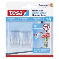 Tesa transparent self-adhesive hook, 1kg (2-pack) 202327