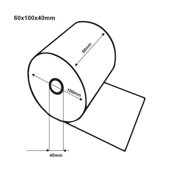 Thermal till roll 60x100x40mm | 123ink | 2-pack 302109 - 2