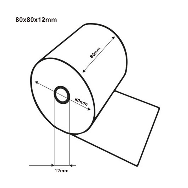 Thermal till roll 80x80x12mm (48g) | 123ink | 100-pack 303622 - 1