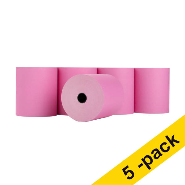 Thermal till roll 80x80x12mm (pink) | 123ink | 5-pack 302690 - 1