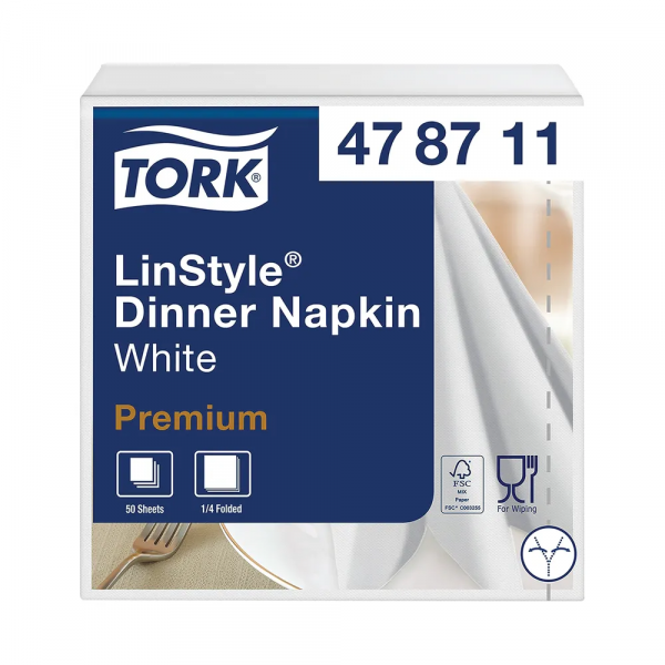 Tork LinStyle 4-fold white dinner napkins (50-pack) 478711 405396 - 1