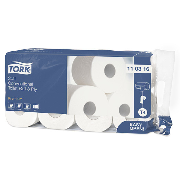 Toilet paper (3-ply) for Tork T4 dispenser | Tork 8-pack STO00108 - 1