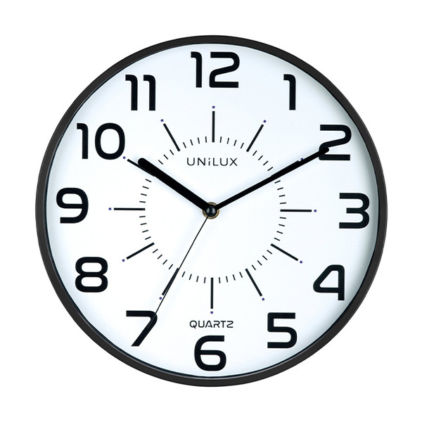 Unilux Pop black wall clock with white dial (Ø 28cm) 400094281 237824 - 1