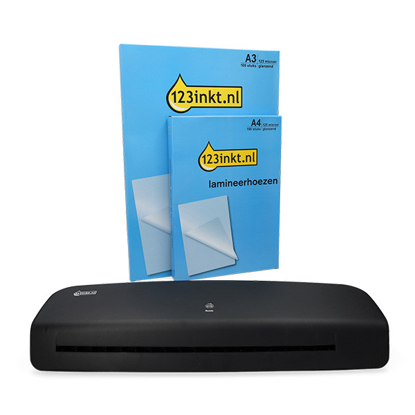Value pack: A3 laminator | black + A4 and A3 laminating pouch 125 micron | glossy | 123ink | 100-pack x2 303189 - 1
