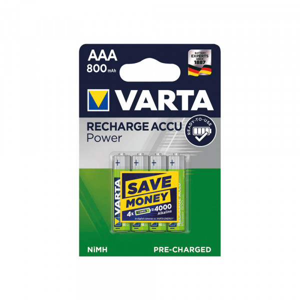 Varta AAA Rechargeable Accu Battery NiMH 800 Mah 4-pack 56703101404 500616 - 1