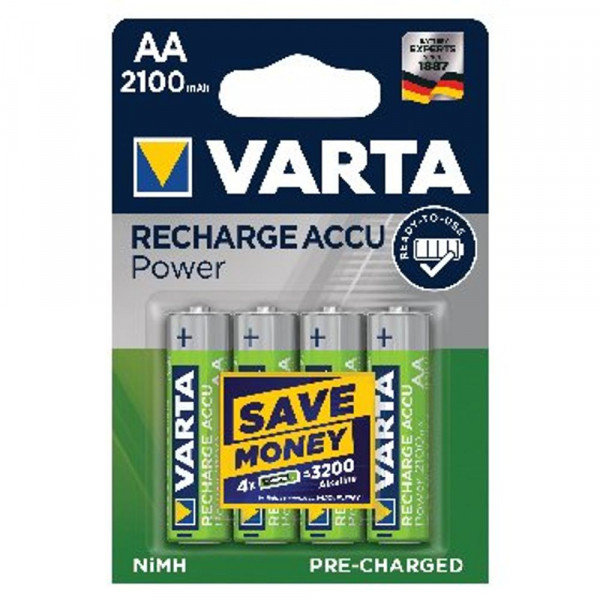 Varta Rechargeable AA Accu battery NiMH 2100 Mah | 4-pack 500673 - 1