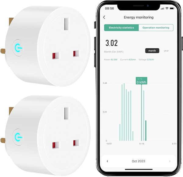 WOOX UK Smart Plugs 2-pack with energy monitor R6147-2PACK LWO00105 - 1