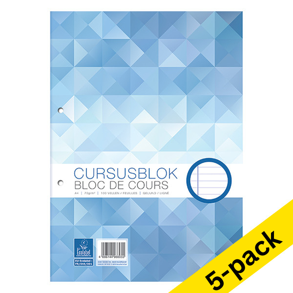 WORK A4 lined course block, 80 gsm (100 sheets) (5-pack) 248259 - 1
