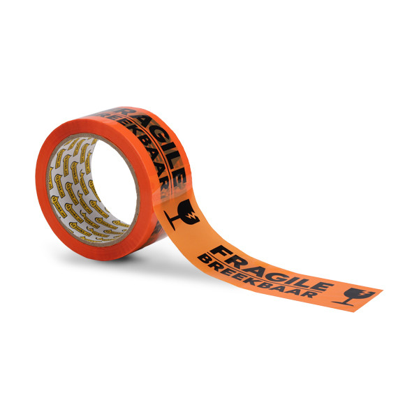 Warning tape 50mm x 66m FRAGILE | 123ink orange | 3-pack 301782 - 3