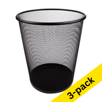 Wastepaper bin (23L) | 123ink black mesh | 3-pack