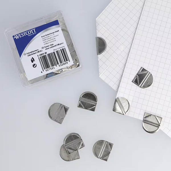 Wescott silver aluminium corner clips | 100-pack 209825 - 2