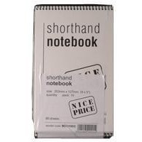 White box spiral shorthand notebook 80 sheets, 203mm x 127mm (10-pack) WX31003 246106 - 1