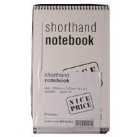 White box spiral shorthand notebook 80 sheets, 203mm x 127mm (10-pack) WX31003 246106