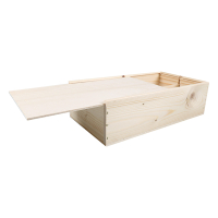 2-bottle sliding wooden crate with lid, 340mm x 176mm x 85mm (5-pack) 402922