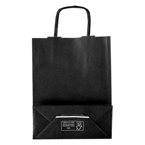 White label Black paper carrier bag, 180mm x 240mm x 80mm (100-pack) 270678 402710 - 2