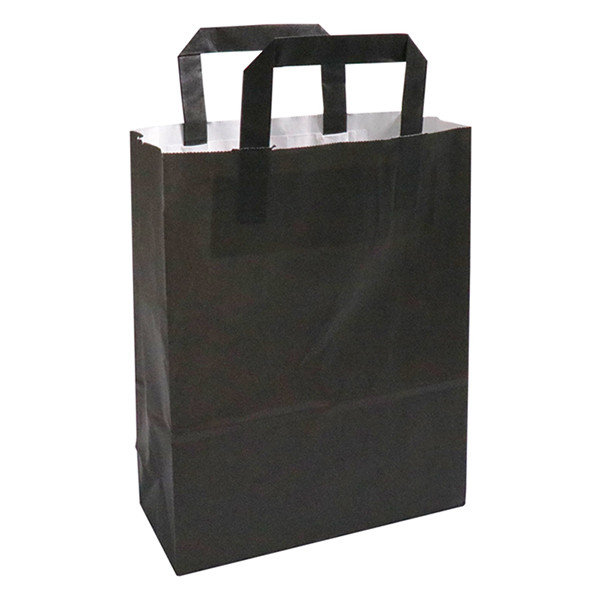 White label Black paper carrier bag, 220mm x 280mm x 100mm (250-pack) 270791 402878 - 1