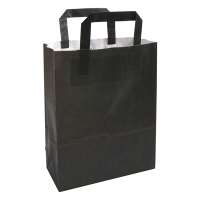 White label Black paper carrier bag, 220mm x 280mm x 100mm (250-pack) 270791 402878