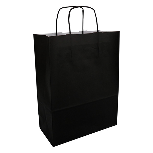 White label Black paper carrier bag, 260mm x 350mm x 120mm (100-pack) 270679 402711 - 1