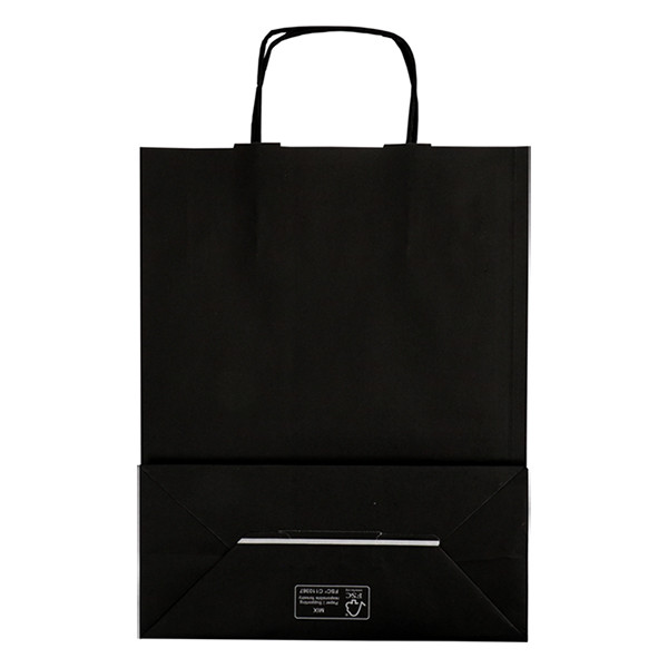 White label Black paper carrier bag, 260mm x 350mm x 120mm (100-pack) 270679 402711 - 2