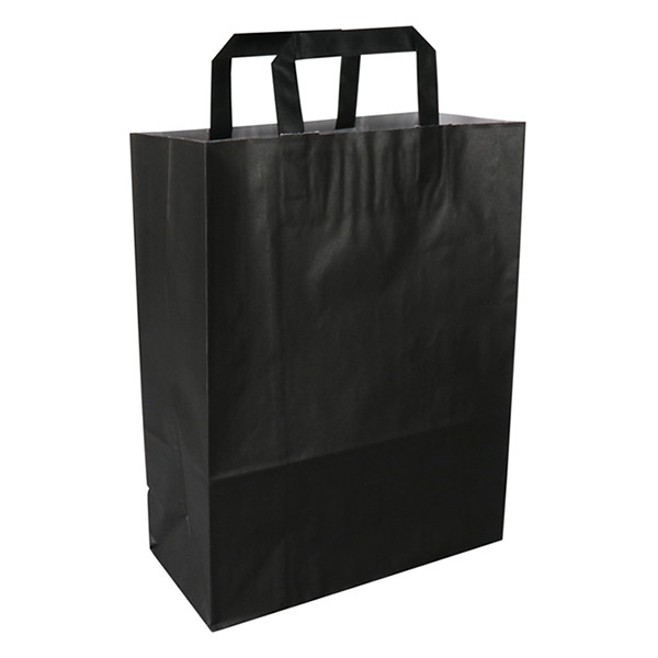 White label Black paper carrier bag, 260mm x 350mm x 120mm (250-pack) 270792 402880 - 1