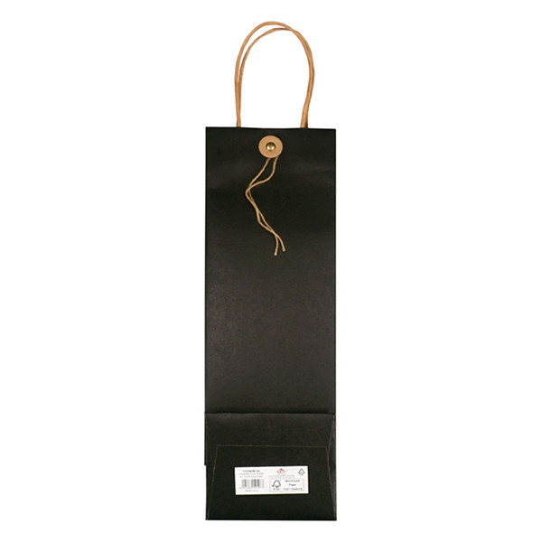 White label Black paper wine bottle bag with closure (10-pack) 269881 402887 - 2