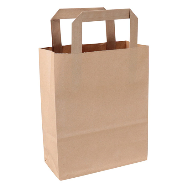 White label Brown paper carrier bag, 180mm x 220mm x 80mm (250-pack) 270786 402877 - 1