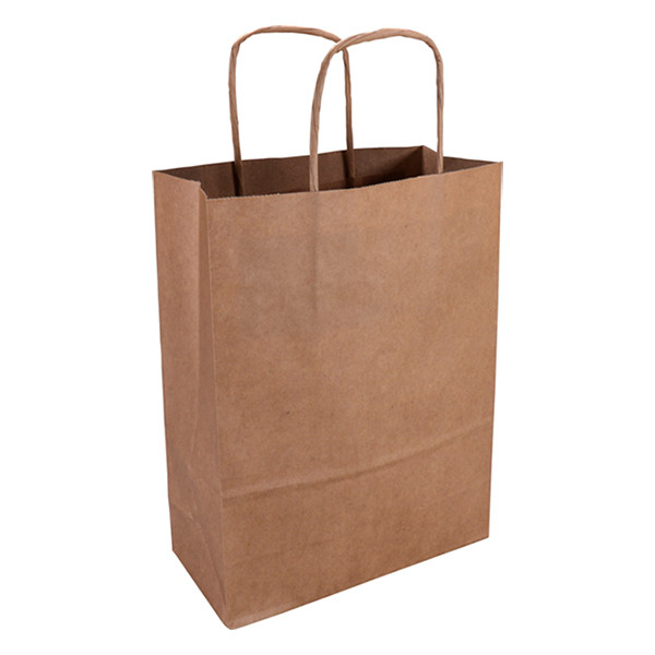 White label Brown paper carrier bag, 180mm x 240mm x 80mm (100-pack) 270668 402704 - 1