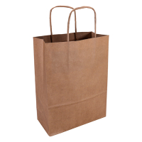 White label Brown paper carrier bag, 180mm x 240mm x 80mm (100-pack) 270668 402704