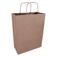 White label Brown paper carrier bag, 260mm x 340mm x 120mm (100-pack) 270669 402705