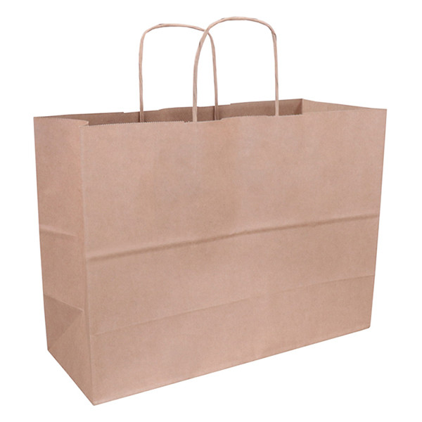 White label Brown paper carrier bag, 350mm x 260mm x 140mm (100-pack) 270676 402874 - 1
