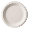 Disposable white sugar cane plate, 23cm (50-pack)