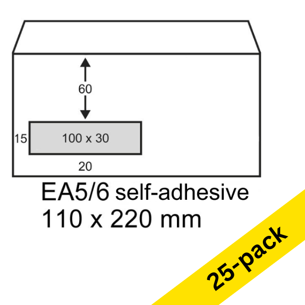 Envelope 110 x 220mm (DL | EA5/6 window @ left) | PEEL & SEAL | Raadhuis | 25-pack 209009 - 1