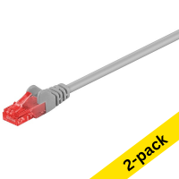 Network cable grey, UTP Cat6, 1m (2-pack)