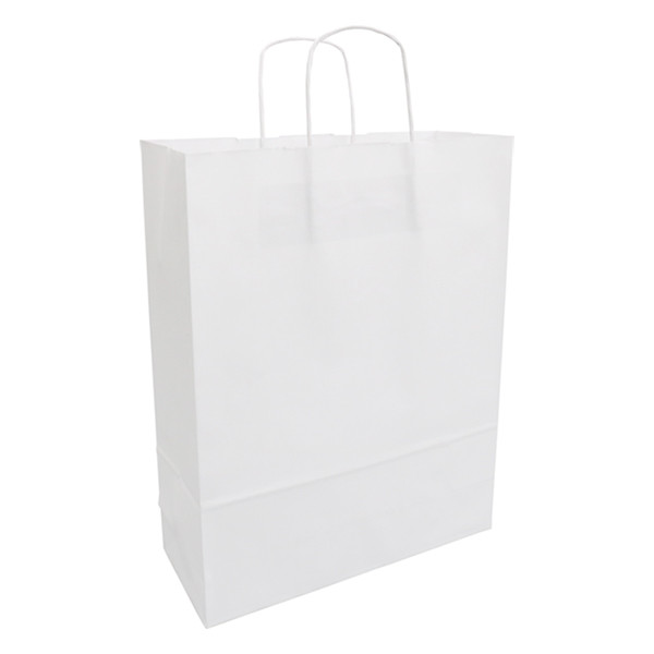 White label White paper carrier bag, 320mm x 410mm x 120mm (100-pack) 270675 402709 - 1