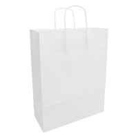 White label White paper carrier bag, 320mm x 410mm x 120mm (100-pack) 270675 402709
