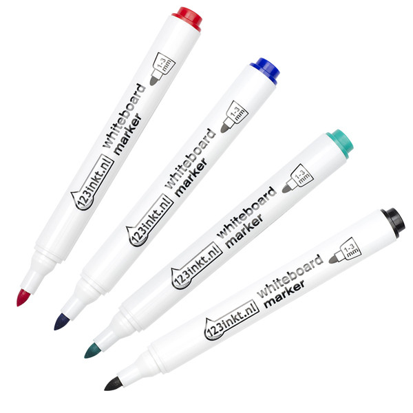 Whiteboard marker 1.0 - 2.5mm round | assorted | 123ink | 4-pack 300044 - 1
