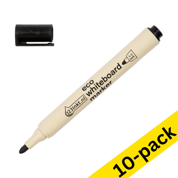 Whiteboard marker 1.0 - 3.0mm round tip | black | 123ink Eco | 10-pack 390585 - 1