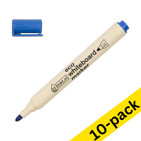 Whiteboard marker 1.0 - 3.0mm round tip | blue | 123ink Eco | 10-pack 390589 - 1
