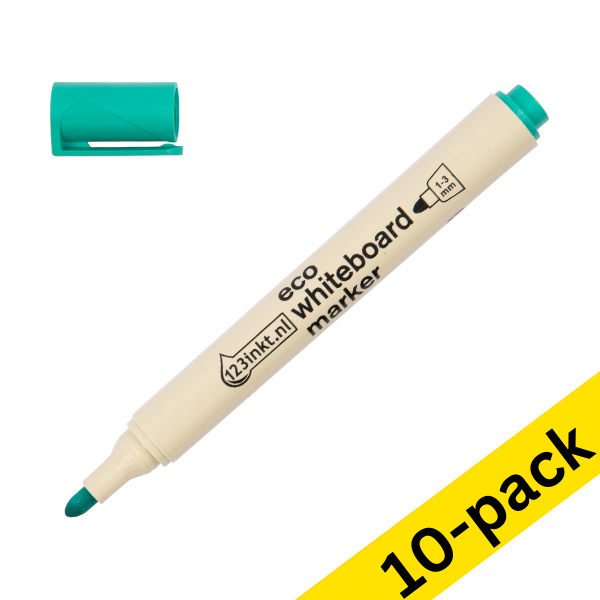 Whiteboard marker 1 - 3mm round tip | green | 123ink Eco | 10-pack 390591 - 1