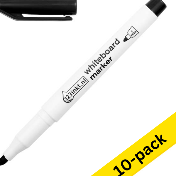 Whiteboard marker 1mm round | black | 123ink | 10-pack 300896 - 1